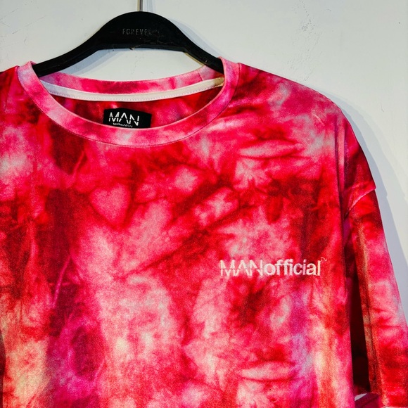 Oversized MAN Official Tie Dye Print T-Shirt Pink - Picture 2 of 7
